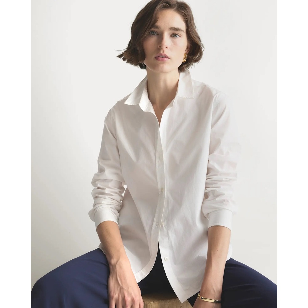 Quince Women M Long Sleeve Shirt Classic White Organic Cotton Poplin NWT